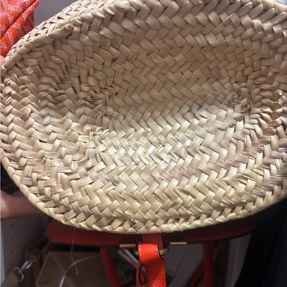 Chloe Marcie Medium Woven Raffia Tote Orange - Picture 11 of 11